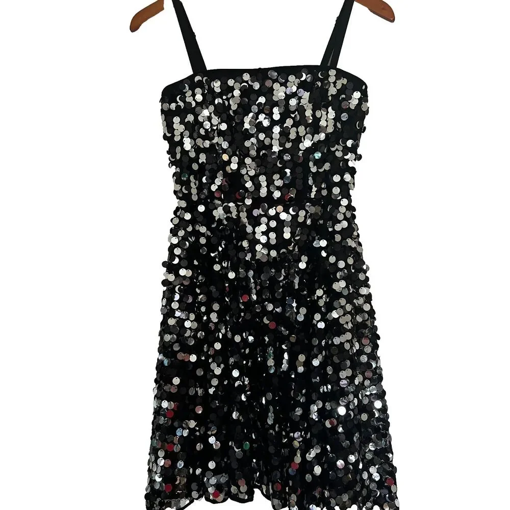Milly Mini Girls Dress 16 Sequins Black Party